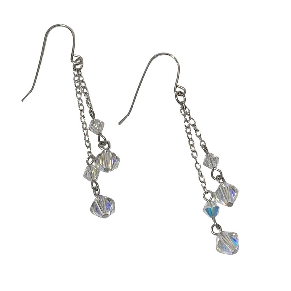 Sterling silver sparkling crystal drop earrings